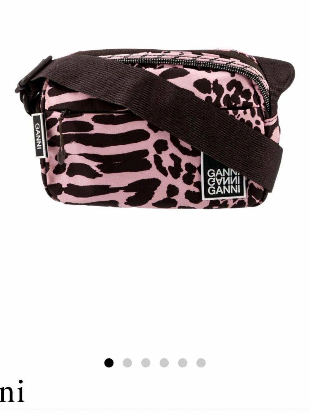 Ganni Pink and Black Leopard-Print Belt Bag